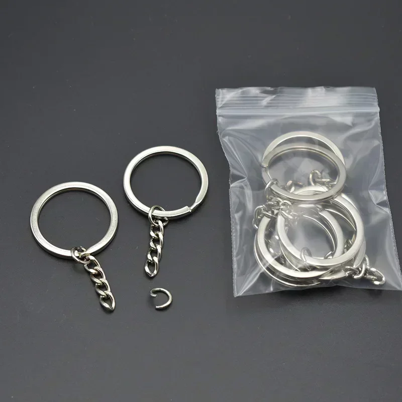 50-500pcs Metal Blank Keyring Keychain Split Rings Keyfob Lobster Clasp Key Pendant Ring Stainless Steel