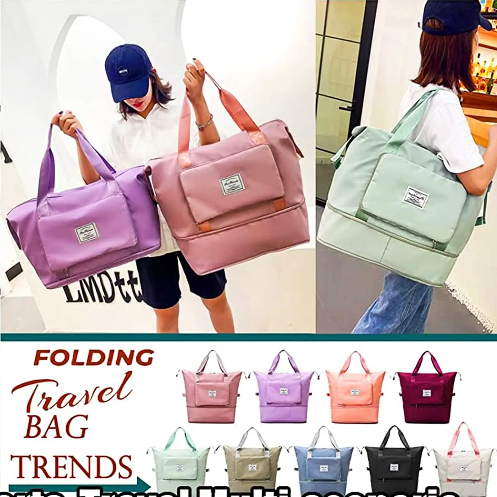 Large Capacity Folding Travel Bags for Women Gym Yoga Storage Shoulder Bag Men Waterproof Luggage Handbag Travel Duffle Bag