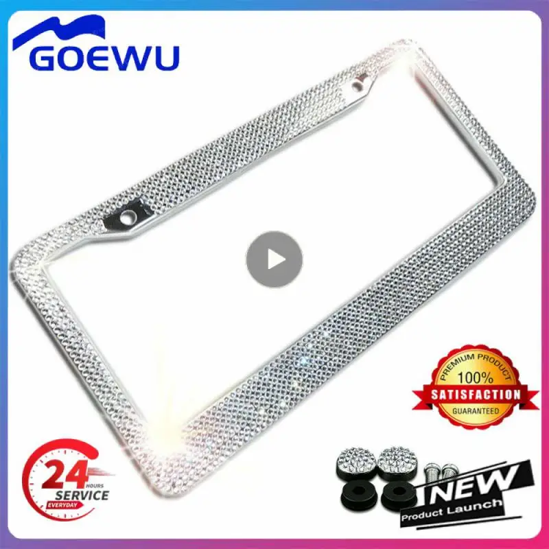 

1~5PCS Diamond License Plate Frame For US Car Bling Glitter Rhinestone Holder