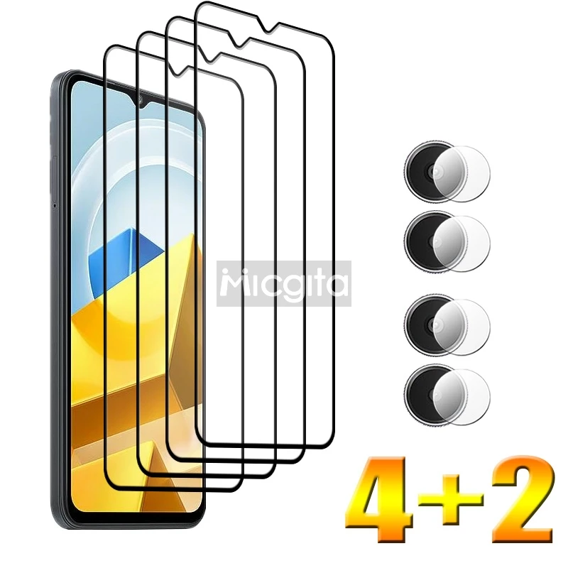 Закаленное стекло 9H для POCO M5 защитная пленка экрана переднее с защитой от царапин