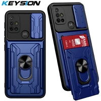 keysion shockproof case for motorola moto g30 g20 g10 card slot bag camera protection ring stand phone back cover for moto g30