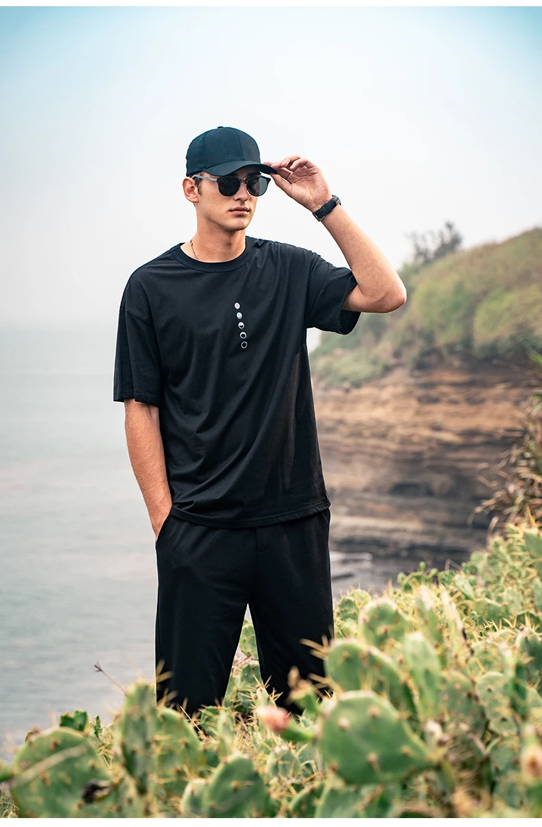 

8174 нишевый дизайн Креативная печать свободная стандартная универсальная мужская футболка с коротким рукавом