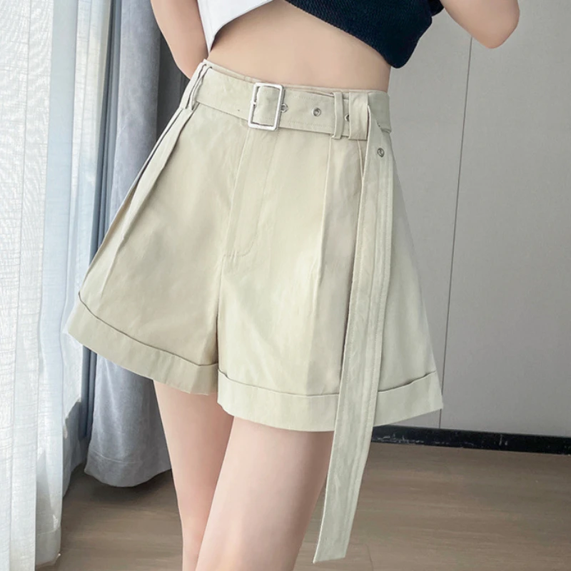 2023 Summer Thin High-waisted Slacks, Five-point Slim and Versatile Wide-leg Pants  Black Shorts  Short Pants Women