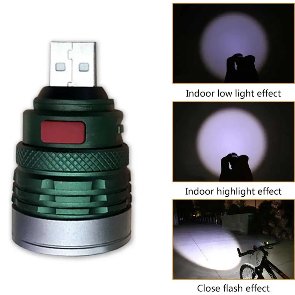 

Mini USB Flashlight Portable Rotary Zoomable Torch Cordless Repair Work Lamp Lantern Bright Fill Light Purple Light