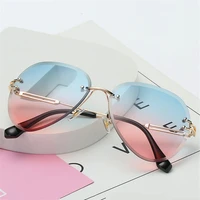 uv400 rimless sunglasses women brand designer pilot sun glasses gradient shades cutting lenses ladies frameless metal eyeglasses