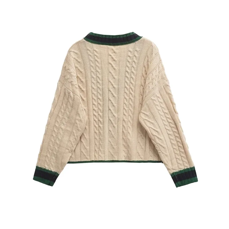 Topenomi элегантный свитер кардиган женский с v-образным вырезом контрастного цвета