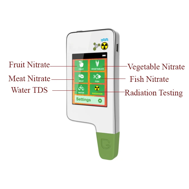 

Greentest ECO5F Vegetables Fruits, Meat, Fish and Water Quality Radiation Nitrate Residue Food Environmental Safety Tester