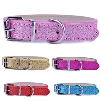 red pink colors dog collar pu leather dog collars for small dogs adjustable puppy accessories pet dog supplie yorkie