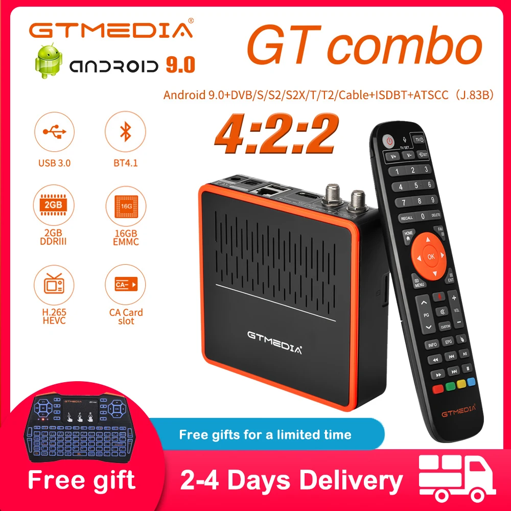 Спутниковый приемник GTMEDIA GT COMBO с клавиатурой I8 DVB-S2/T2/C Android 9 0 TV BOX Amlogic S905X3 4K M3U