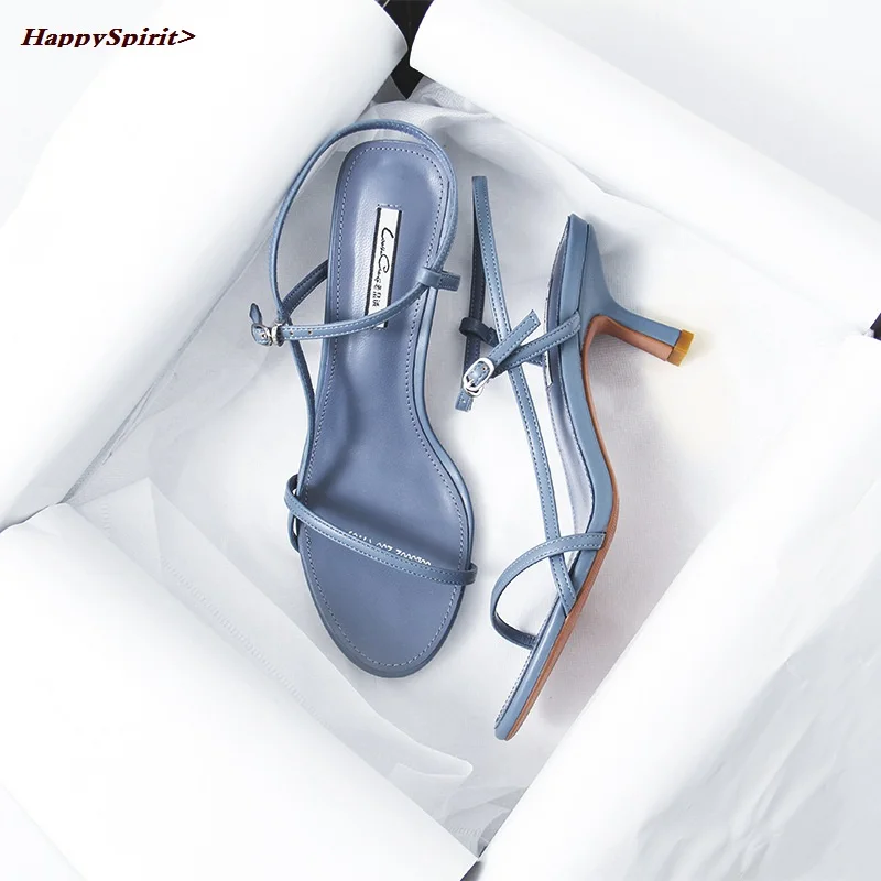 

New Summer Low Sandals Woman Leather Suit Female Beige Women's Shoes High Heels Low-heeled Black Comfort New Stiletto Girls Fas