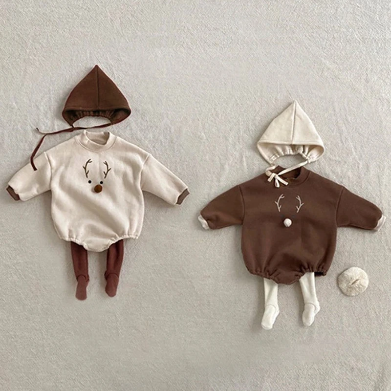 

Рождественский зимний комбинезон для маленьких мальчиков и девочек, утепленный комбинезон с длинным рукавом для новорожденных, одежда для ...