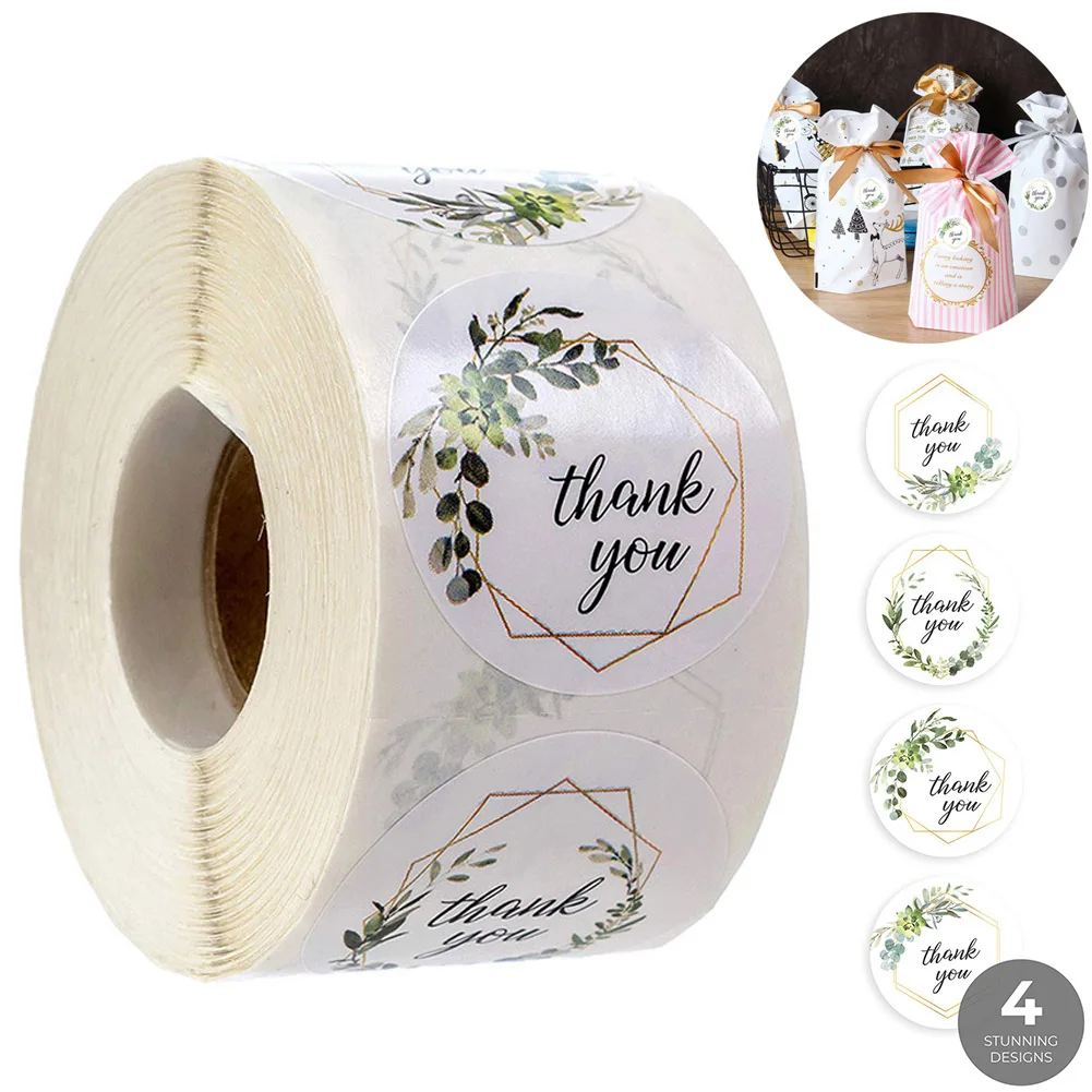 

1inches Greenery Frames Thank You Stickers / 4 Alternating Designs / 500 Boho Thank You Stickers