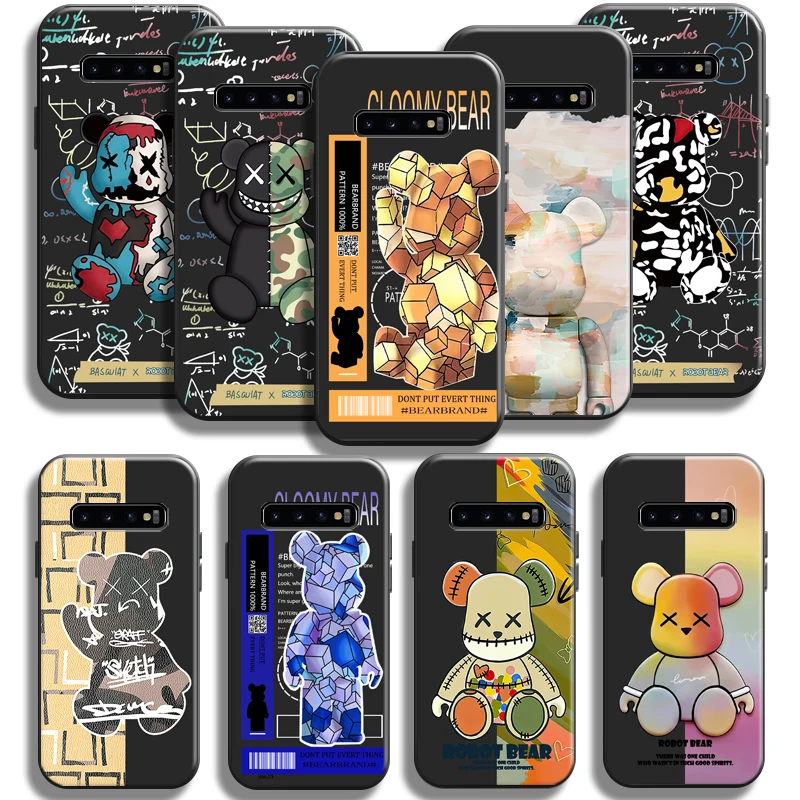 

Luxury Fashion Cool Bear For Samsung Galaxy S10 5G S10 Plus Lite S10E S10 Phone Case Soft Coque Liquid Silicon Back Black