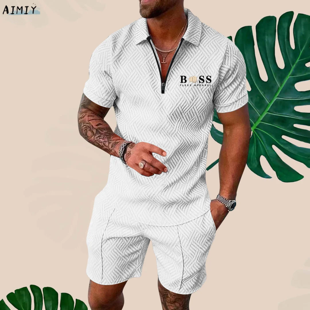 Men's Tracksuit Casual Set Streetwear 3d Digital Printing Short Sleeve Polo Shirt + Shorts Summer Suit Sportswear Men‘S Clothing
