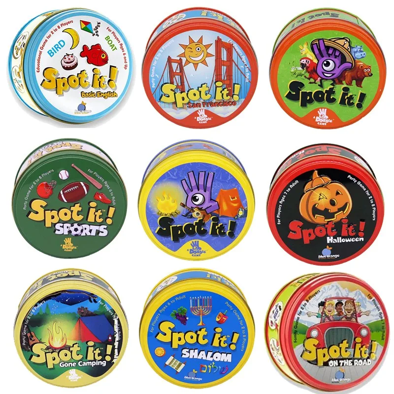 

30/55pcs Spot it Game Dobble Card Game Table Board Game for Dobbles Kids Cards Go Camping Metal Tin Box SHALOM Basic Party Toys