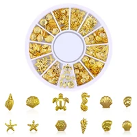 diy jewelry metal rivets nail art accessories gold studs stars moon mix patterns epoxy resin filler craft supplies earring decor