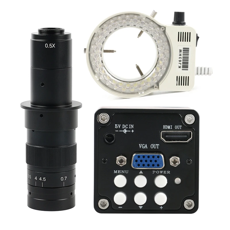 

Промышленный Цифровой видеомикроскоп 720P 1/3 дюйма CMOS HDMI VGA камера + объектив с креплением 100X 180X 300X + 56 светодиодов для ремонта печатных плат
