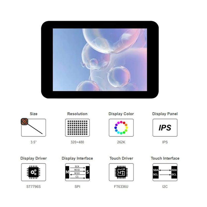 ESP32 3 5-дюймовый емкостный сенсорный ЖК-дисплей ST7796 подходит для Arduino/Rasburbal Pi/PICO