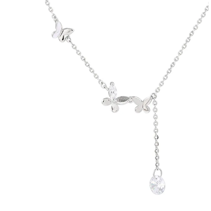 

Retro Butterfly Necklace For Women Jewelry Butterflie Crystal Pendant Collarbone Necklaces Fashion Light Luxury Jewelry Gift