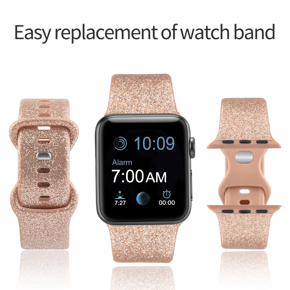 Silicone Bracelet Band for Apple Watch Strap 7 6 5 4 3 SE 42MM 38MM 44MM 40MM Sport Strap for iWatch 41/45MM Smart Watch correa