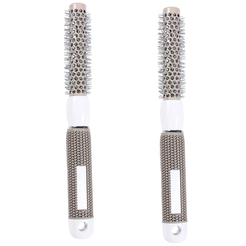 

2Pcs Professional Hair Dressing Brushes High Temperature Resistant Ceramic Iron Round Comb (25Mm) Hair Styling Tool Hairbrush