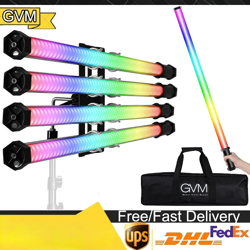 

GVM BD100 RGB Lamp; Bi-Color LED Tube Wand Light 2/4 Light Kit With Internal Battery And Bracket