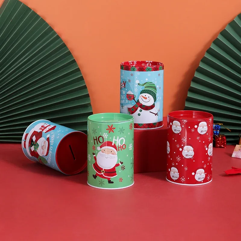 

Christmas Cute Cartoon Iron Art Savings Can Creative Children's Gift Table Storage Decoration
