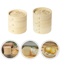 outdoor bamboo steamer food grade small cage fish rice vegetable steamer camping hiking picnic party kitchen cooking tools