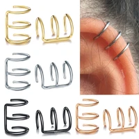 hot 2pcs non piercing ear cuffs for women stainless steel men ear clip on earrings non pierced helix piercing fake earrings cuff