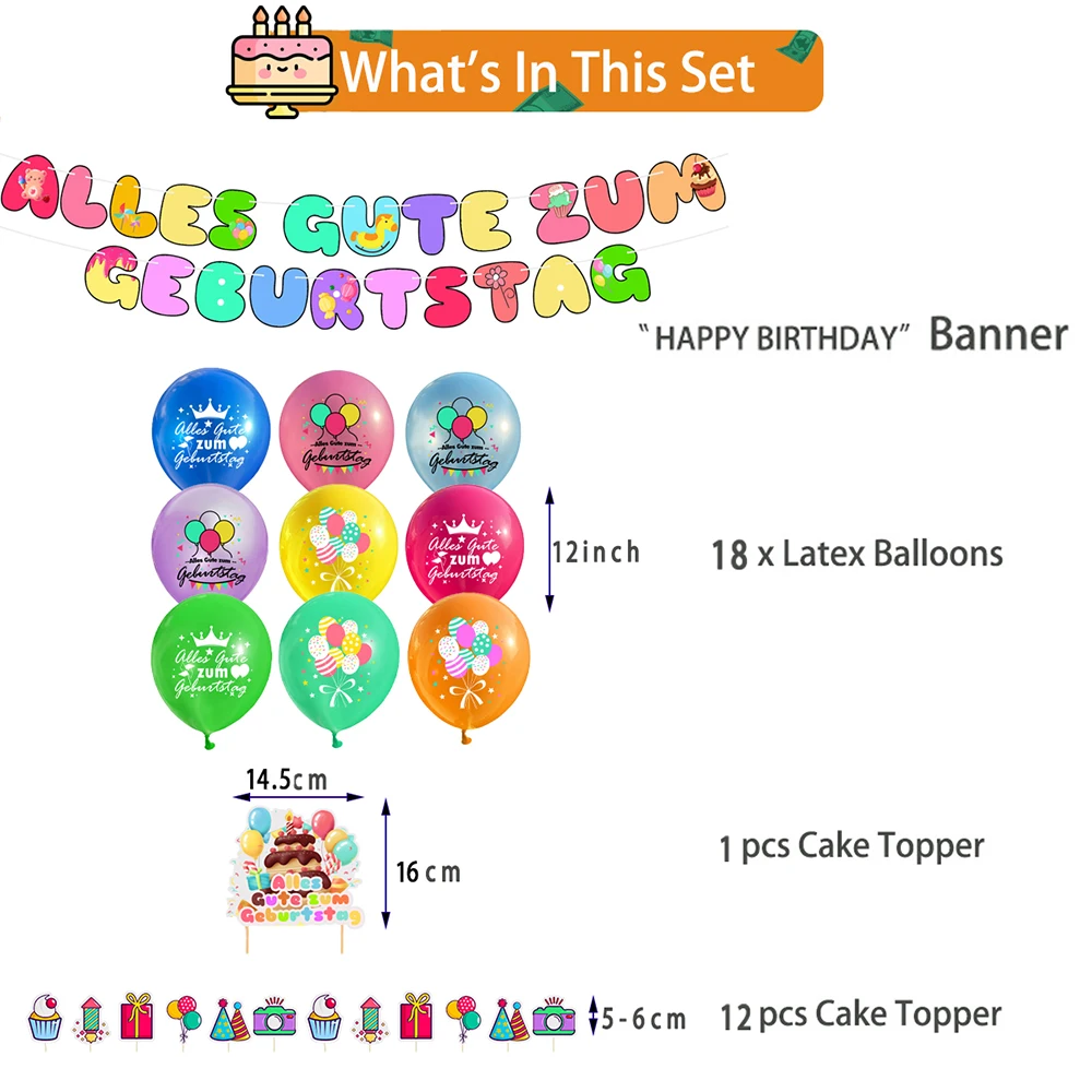 Немецкие воздушные шары на день рождения для украшения празднования дня |