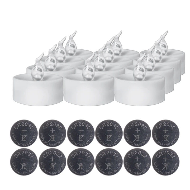 

12Pcs Flameless LED Tealight Candles -Battery Operated Tea Lights With Flickering Flame For Romantic Wedding Decorations