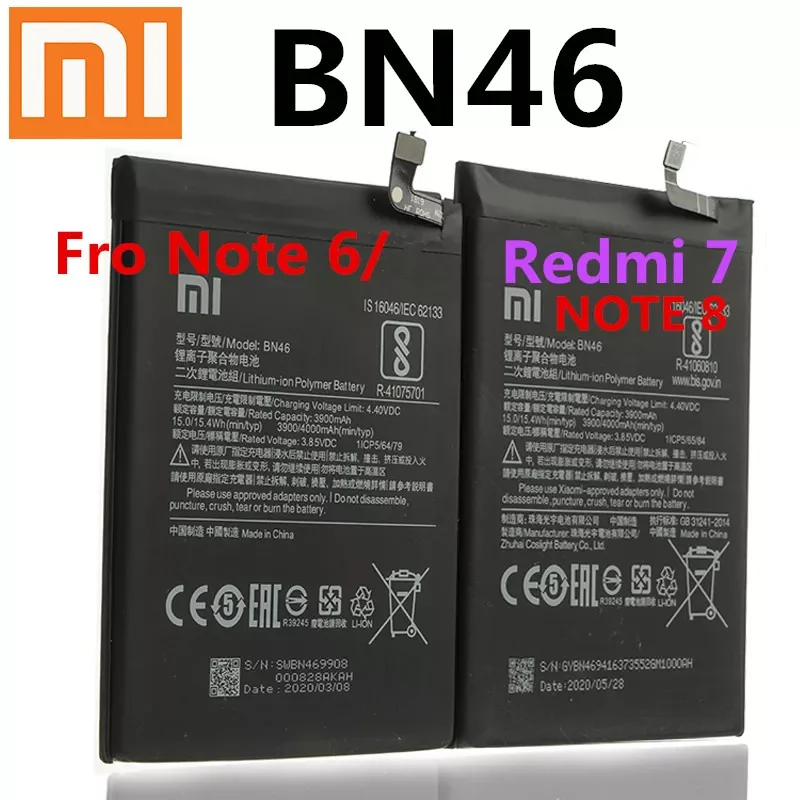 

Original Replacement Battery BN46 For Xiaomi Redmi Note8 Note 8T 8 Redmi 7 Redmi7 Note 6 Note6 Genuine Phone Battery 4000mAh