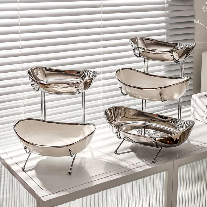 

Multi-Layer Fruit Plate Living Room Coffee Table Household Candy Tray Front Desk Display Snack Dish Dessert Fruit Plate