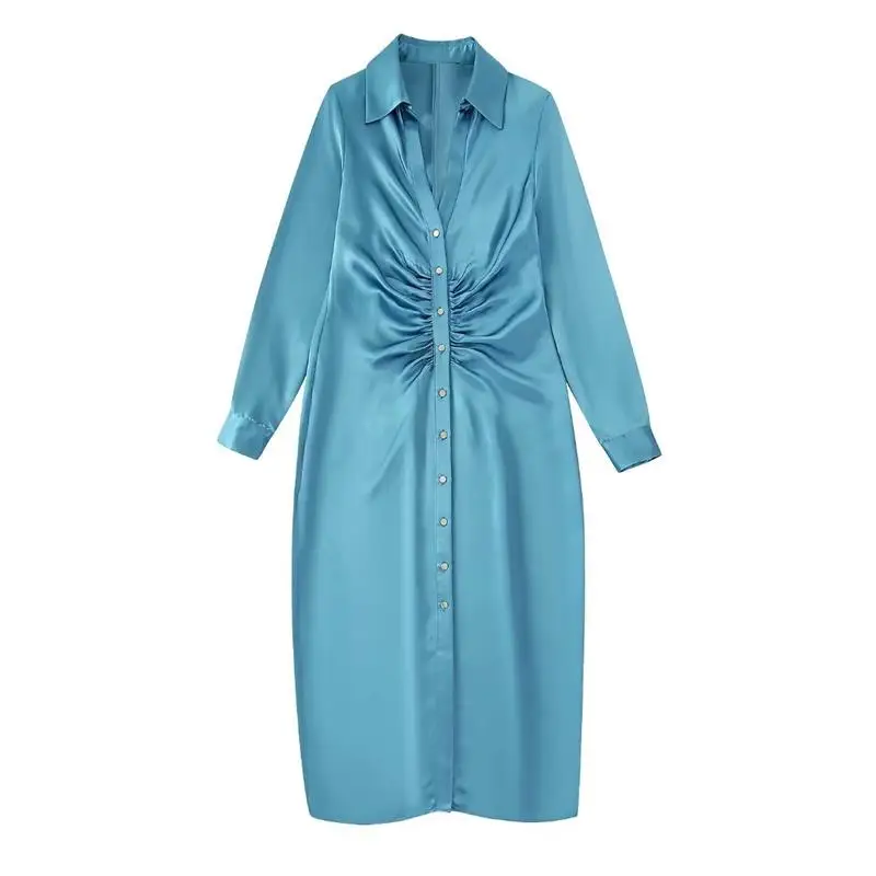 

Dress women 2022 new fashion simple slim pleated autumn ladies dress elegant and chic casual commuter youth dress women