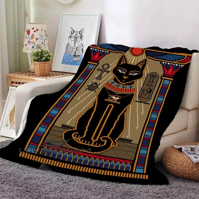 

Vintage Ancient Egyptian Pharaoh Comfortable Blanket Mysterious Divination Printed Flannel Blanket Flannel Sofa Bed Blanket