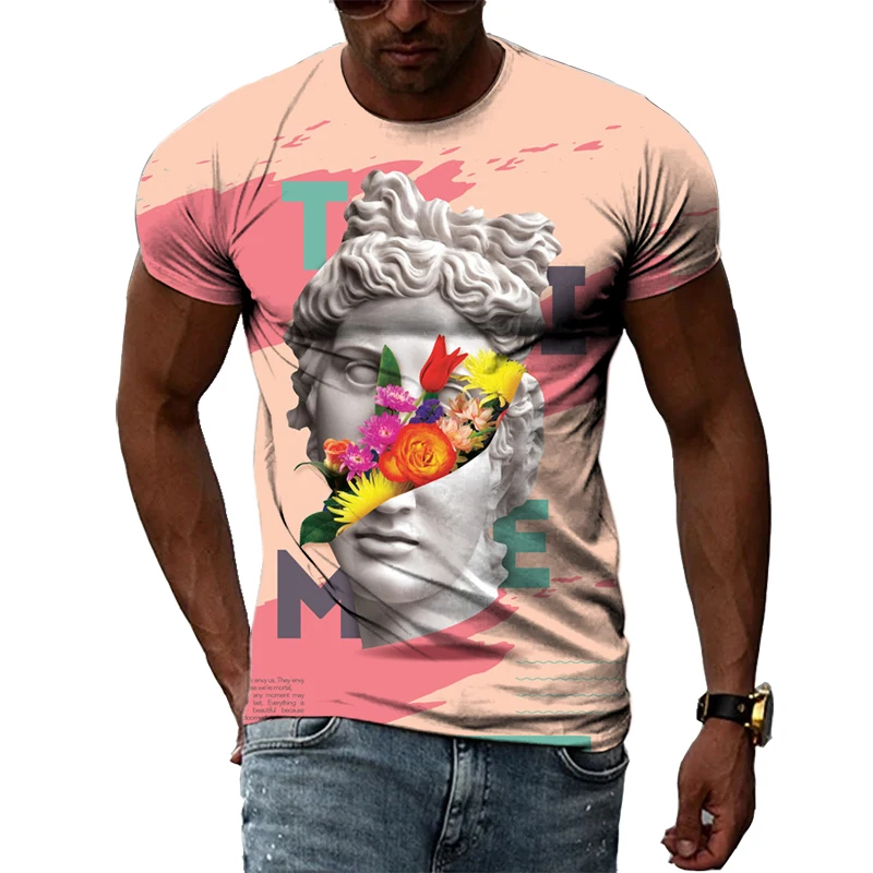 

Футболка мужская с 3D-принтом, модная Повседневная рубашка с рисунком скульптуры, короткий рукав, с круглым вырезом, в стиле хип-хоп, уличный ...
