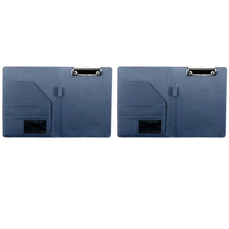 

2X A5 Document Bag File Folder Clipboard Business Office Financial School Supplies (Blue)