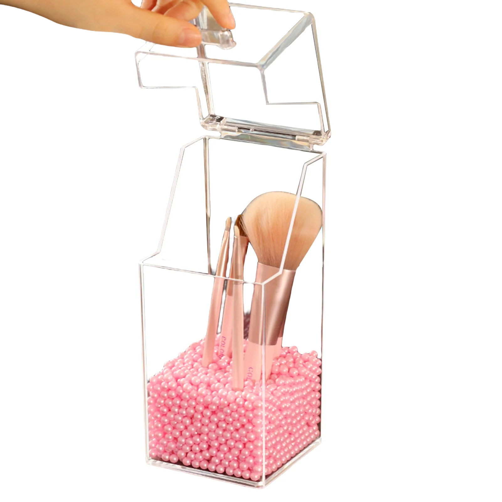 

Cosmetic Organizer Makeup Holder Shelf Dustproof with Lid Storage Box Fits Jewelry Makeup Brushes Lipsticks C44