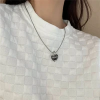 chokers unusual necklace aesthetic jewelry steel chain necklaces for women green black zebra stripe glass heart pendant titanium