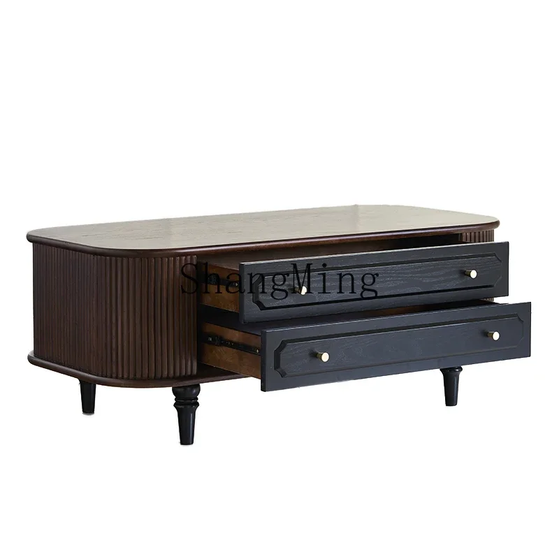 ZZJ ретро журнальный столик из цельного дерева комбинация ТВ-шкафа для маленькой