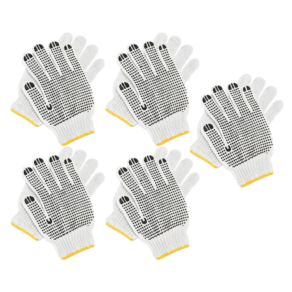 

5 Pairs Oven Mitts Gloves Labour Protection Cotton Yarn Wearproof Non-slip Skidproof White Motorcycle