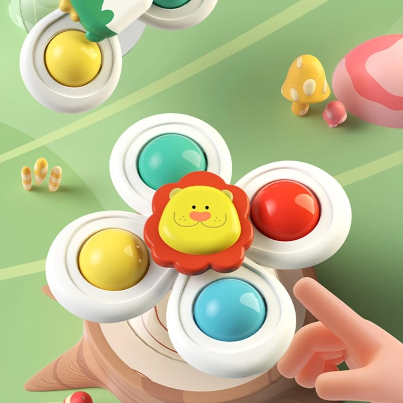 

Baby Teething Soother Toy for Bath and Window for Toddlers Nursery Room Toy Baby Teether Spinner Baby Bathing Toy