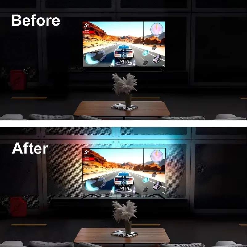 Фото Комплект светодиодной подсветки Epistar DreamColor 4K 120 Гц для ТВ, ПК, домашнего кинотеатра с Wi-Fi и управлением через приложение, для игр и создания музыкальной атмосферы №4