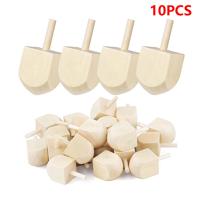 Фото 10 шт., волчок, игрушка Mini Dreidel, деревянные дреды, товары для Хануки, классические украшения, подарок для детей №1