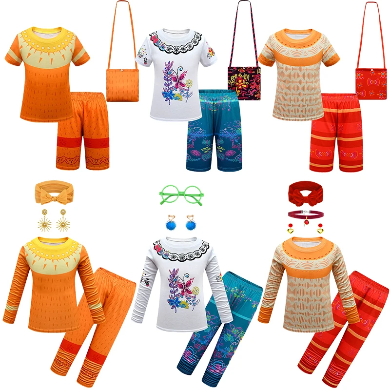 

2022 Girls T-Shirts + Leggings Encanto Clothing Sets Children Birthday Party Charm PJ Costume Kids Holiday Beach Shirts Shorts