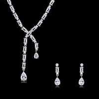 high quality 5a cz cubic zirconia bridal wedding drop necklace earring set jewelry sets for women accessories