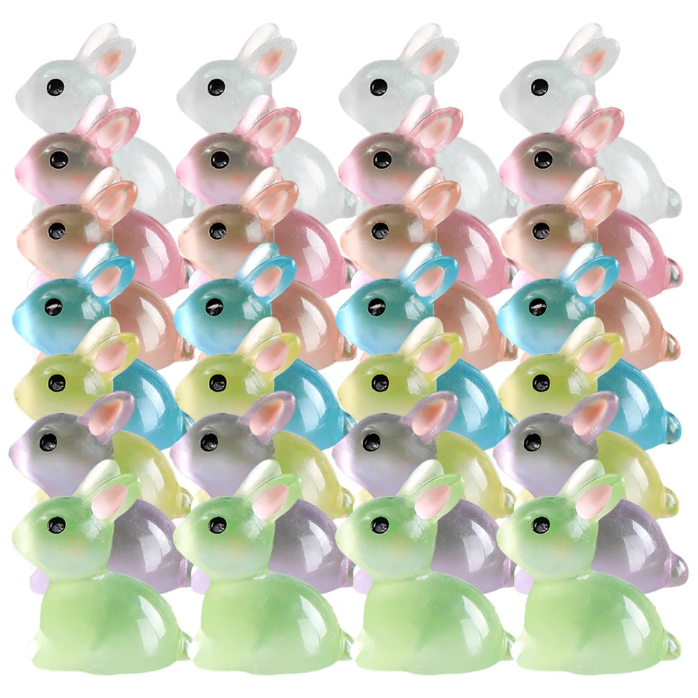 

28pcs Multi-use Luminous Premium Creative Rabbit Shape Tiny Toys Tiny Animals Figures Tiny Animals for DIY
