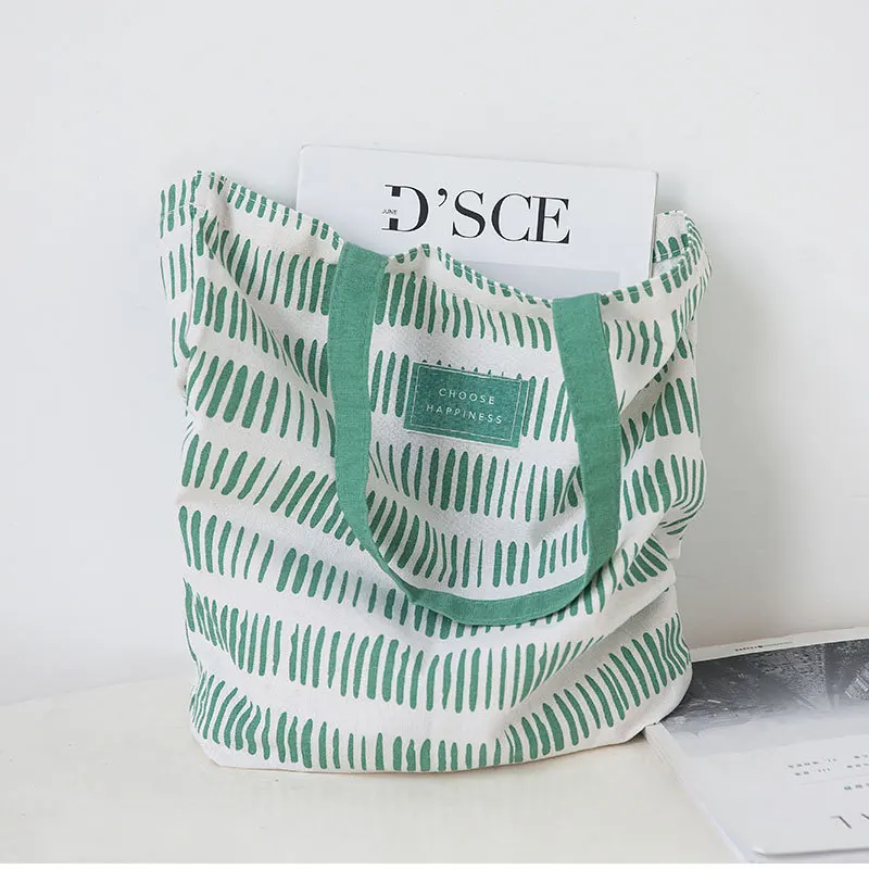 

Shopping bag print geometric hand-held cotton and linen pocket tote bag shopping bag storage bag sundries bag