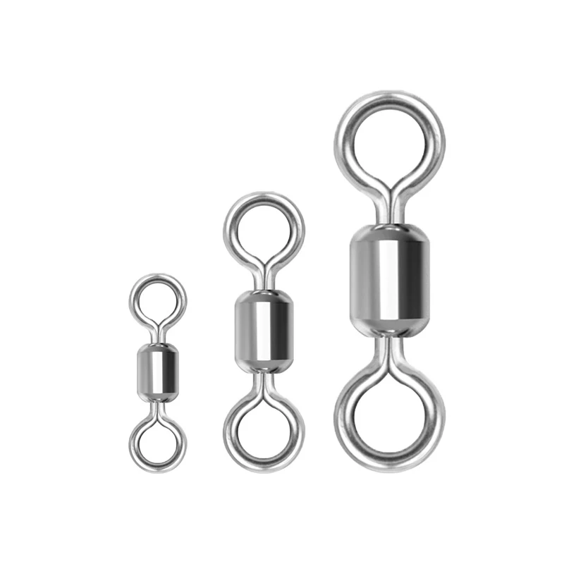 

All Stainless Steel 100PCS/Lot Fishing Swivels Ball Bearing Swivel Solid Rings Rolling Swivel for Carp Fishing Accessories Pesca