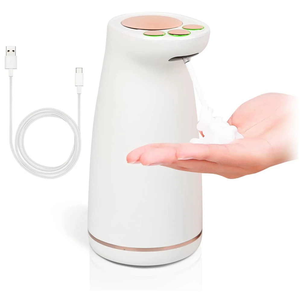 

Автоматический дозатор мыла, Бесконтактный перезаряжаемый пенный водонепроницаемый дозатор для мыла, Hands Free, белый